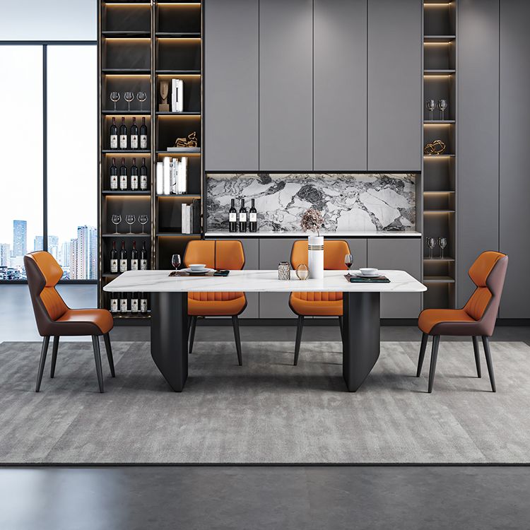 Modern Iron Dinette Set 1/2/5/7 Pieces Rectangle White Sintered Stone Top Dining Table Set Clearhalo 'Dining Room Sets' 'Dining Tables & Seating' 'dining_room_set' 'furn' 'furn_dining_room_set' 'Furniture' 'furniture_dining_room_set' 'Kitchen & Dining Furniture' 1200x1200_0f34d760-b31a-4a8b-b240-c0d9a2d44b58