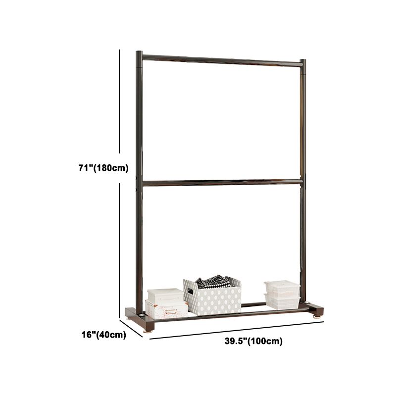 Armadiet in acciaio inossidabile a armadio aperto in stile contemporaneo con asta di abbigliamento