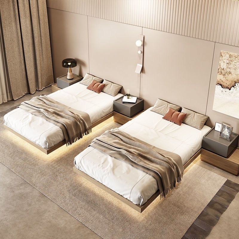 Pine Wood Platform Bed Frame in Natural,78.74 Inch Long with  Legs