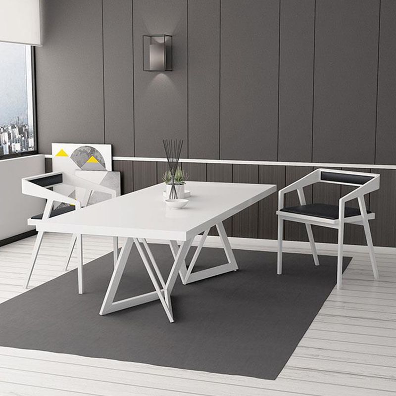 Rectangle Double Pedestal Luxury Style Dining Table Fixed Table with Solid Wood Clearhalo ' dining_table' 'Dining Tables & Seating' 'Dining Tables' 'furn' 'furn_dining_table' 'Furniture' 'furniture_dining_table' 'Kitchen & Dining Furniture' 'kitchen&dining_furn' 'kitchen' 'kitchen_dining_table' 1200x1200_0f395ee5-9eb3-4d4c-bc2f-988d4599f6bf