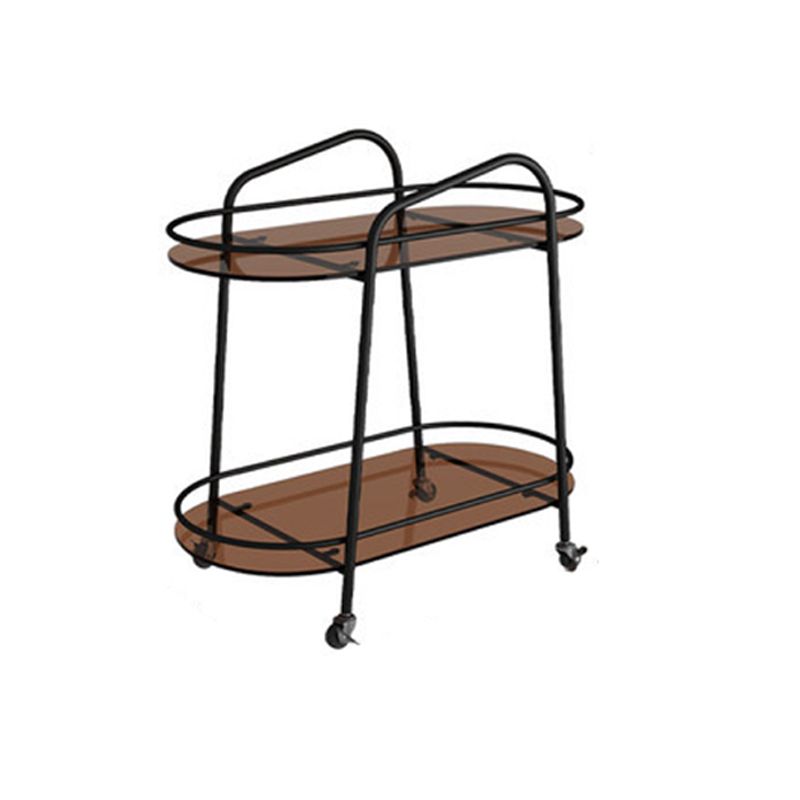 Modernistic Glass Top with Shelf Oval Double Tier Living Room Accent Side Table