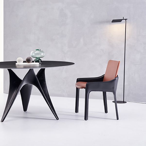 Modern Metal Dining Chair Leather Arm Dining Room Chair for Home Use Clearhalo ' kitchen&dining_furn' 'Dining Chairs' 'Dining Tables & Seating' 'dining_chair' 'furn' 'furn_dining_chair' 'Furniture' 'furniture_dining_chair' 'Kitchen & Dining Furniture' 'kitchen' 1200x1200_0f40d9be-ece9-4af3-aabe-c8df2a23ecce