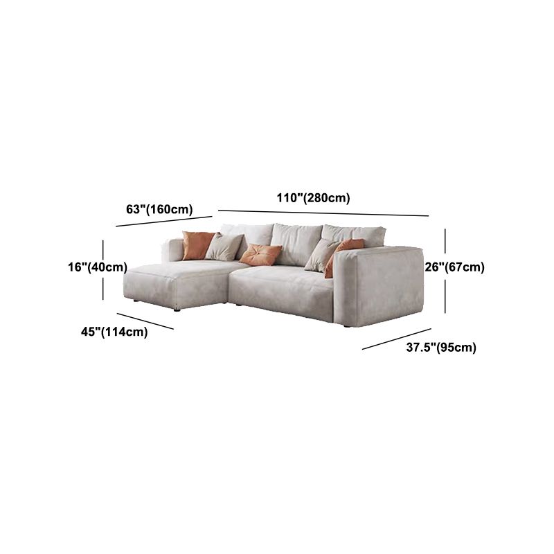 Square Armrest Belt Pillow Back Sofa Bed White Cloth Art Sofa