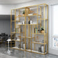 Gold Vertical Open Bookcase Glam Etagere Metal Book Shelf for Bedroom