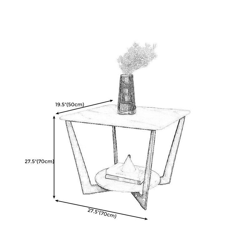19.6" Tall Metal Cross Legs End Table Faux Marble Square Top Side Table with Shelf