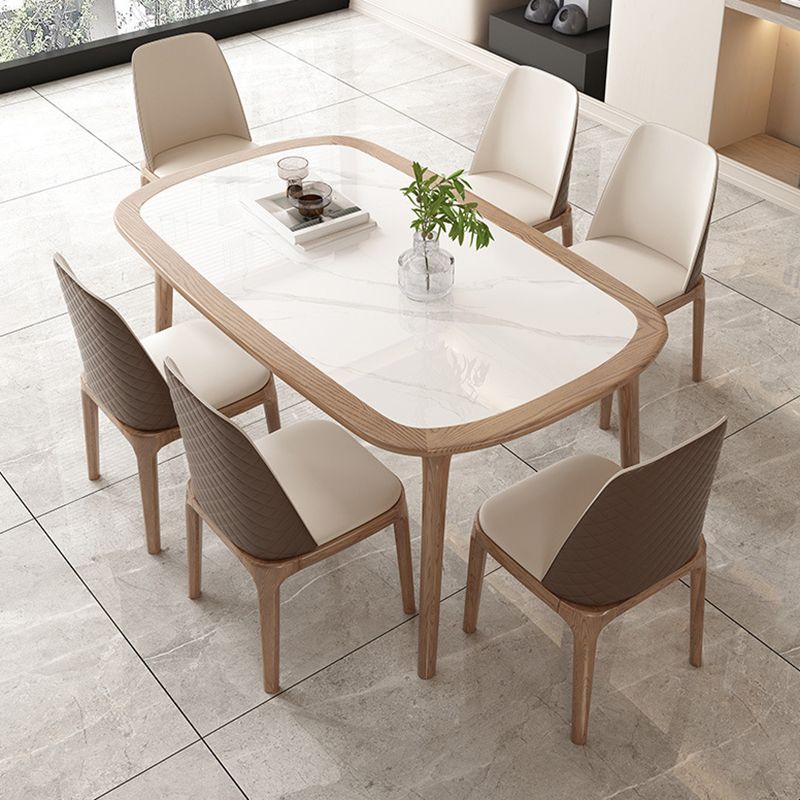 Modern Style Rectangle Table Set 1/2/5/7 Pieces Dining Set with Wood Legs