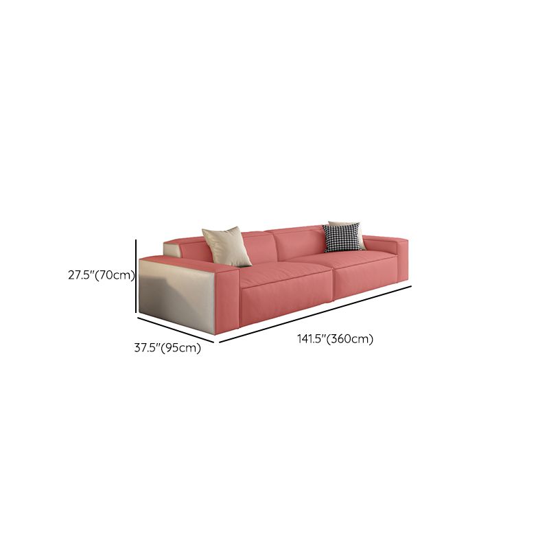 Contemporary White Cushions Square Arm Living Room Genuine Leather Seating Clearhalo 'furn' 'furn_sofas' 'Furniture' 'Living Room Furniture' 'Sofa' 'sofas' 1200x1200_0f43cf2b-e8e0-4f81-b912-3cfb1db19602