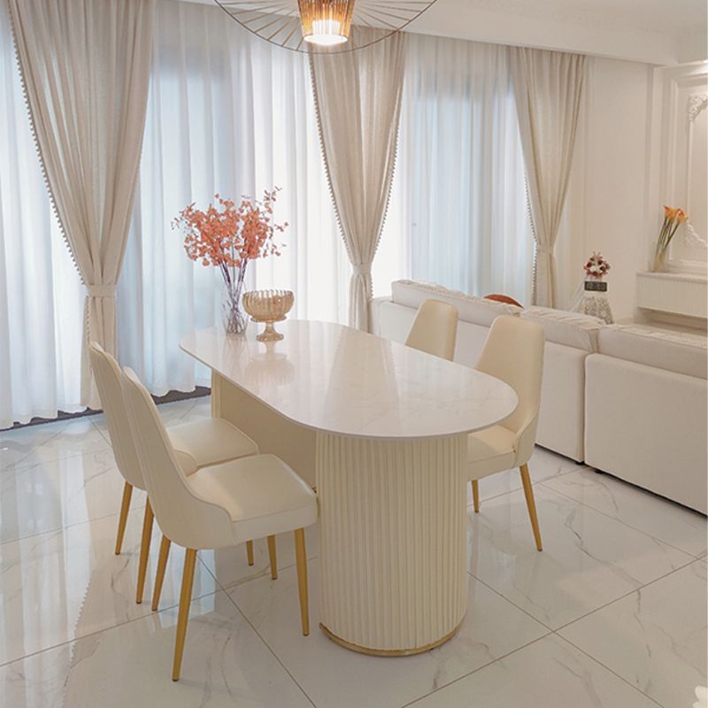 Table à ardoise et en métal Glam Style Simple Restaurant Table à manger ovale