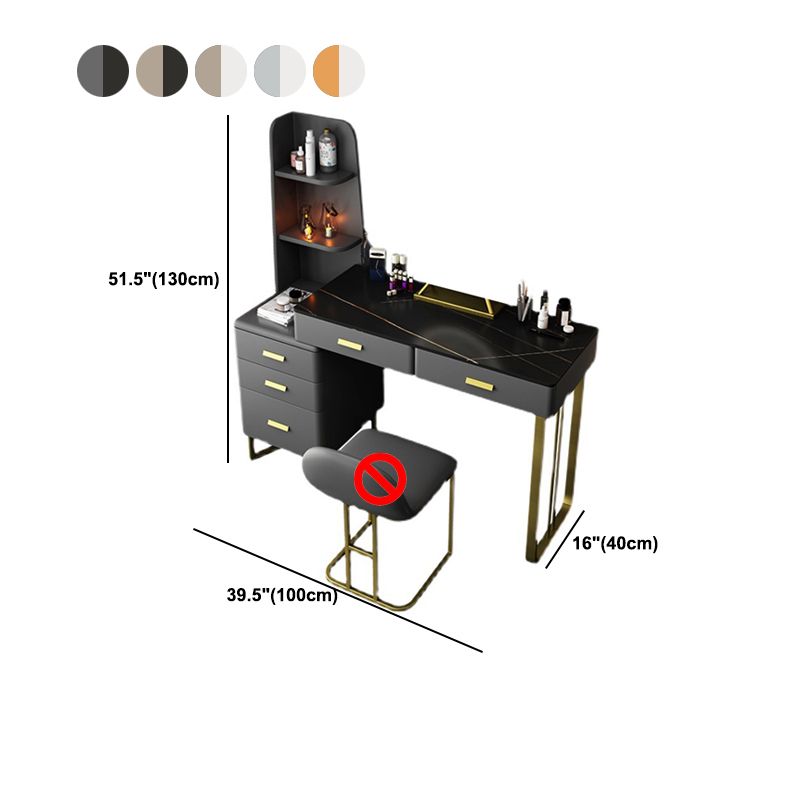 5-Drawer Glam Stone Makeup Dressing Table Stool Set - 51.18" H