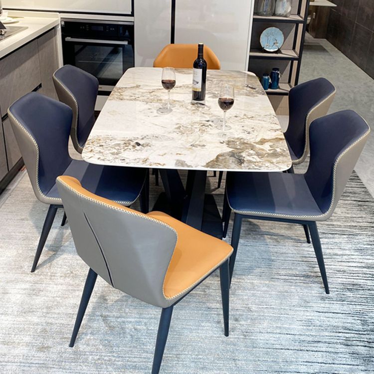 Rechthoek moderne stenen tafel standaard hoogte eettafel met voetstukbasis