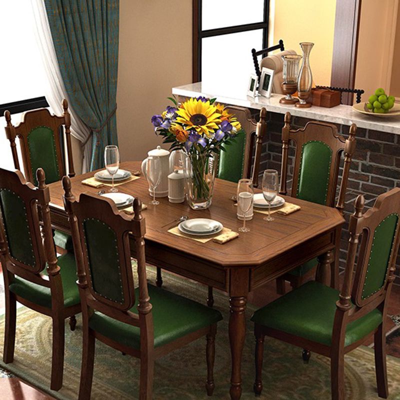 7 -teilige Esstisch Sets Rechteck mit Massivholz Esszimmer Möbelset Set