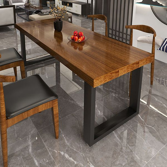 Black Metal Sled Base Table Industrial Dining Site Table with Wood Top Clearhalo 'Dining Tables & Seating' 'Dining Tables' 'dining_table' 'furn' 'furn_dining_table' 'Furniture' 'Kitchen & Dining Furniture' 1200x1200_0f4d0c13-153e-4fe8-8197-a3e4e19348e0