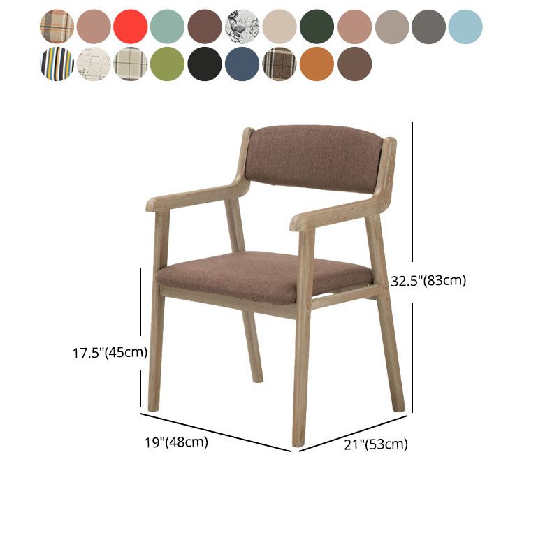Farmhouse Rubberwood Upholstered Arm Chair Open Matte Finish Dining Chair Clearhalo ' kitchen&dining_furn' 'Dining Chairs' 'Dining Tables & Seating' 'dining_chair' 'furn' 'furn_dining_chair' 'Furniture' 'furniture_dining_chair' 'Kitchen & Dining Furniture' 'kitchen' 1200x1200_0f4e116b-25ae-4685-a462-22a1541e4734
