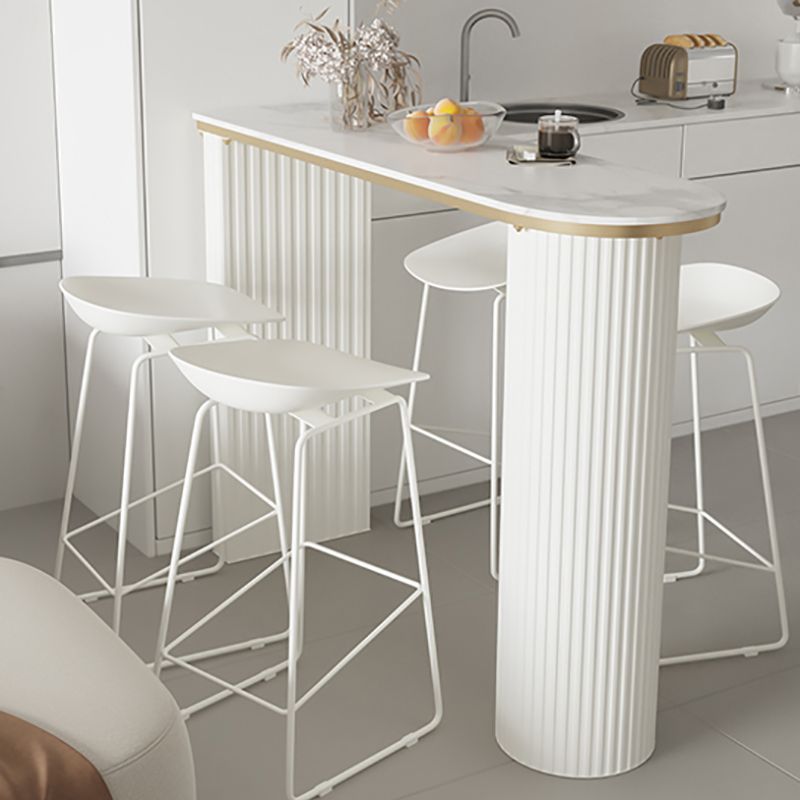 Stone Bar Dining Table Modern Oval Bar Table with Double Pedestal for Kitchen Dining Room Clearhalo 'Bar Furniture' 'Bar Tables' 'bar_tables' 'furn' 'furn_bar_tables' 'Furniture' 'furniture_bar_tables' 'Kitchen & Dining Furniture' 1200x1200_0f4e4b28-f813-4c52-9242-f68ac8fb0466