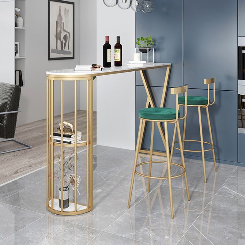 Glam Style Bar Table 42-inch Height Artificial Marble Top Bistro Table with Storage Shelf Clearhalo 'Bar Furniture' 'Bar Tables' 'bar_tables' 'furn' 'furn_bar_tables' 'Furniture' 'furniture_bar_tables' 'Kitchen & Dining Furniture' 1200x1200_0f4ff856-c059-4a6e-9103-2f8213b668fa