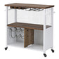 Modern Rolling Kitchen Cart Wood Rectangular Kitchen Island Cart with Wine Rack