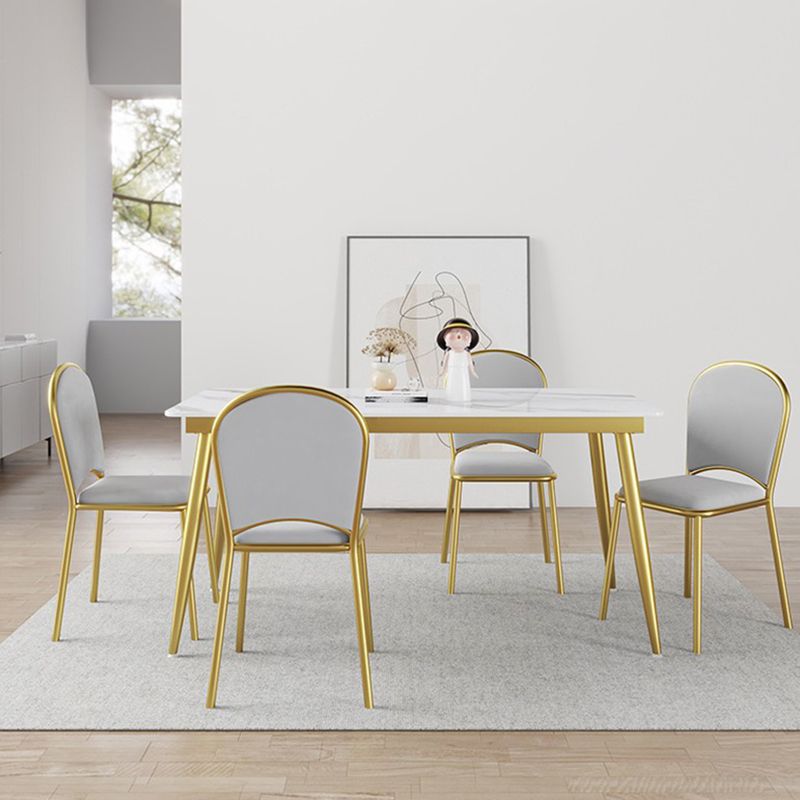Modern Style White Rectangular Dining Set Kitchen Sintered Stone Dining Set with 4 Legs Table Clearhalo 'Dining Room Sets' 'Dining Tables & Seating' 'dining_room_set' 'furn' 'furn_dining_room_set' 'Furniture' 'furniture_dining_room_set' 'Kitchen & Dining Furniture' 'kitchen&dining_furn' 'kitchen' 1200x1200_0f52f20e-e8bf-4116-bb75-4adfba37ac6c