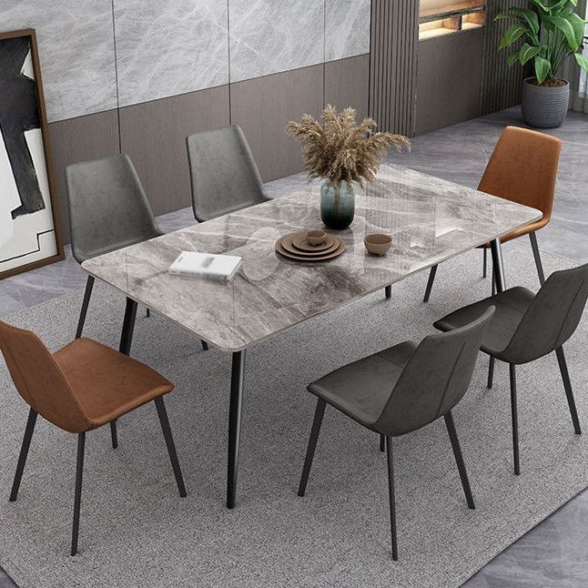 Rectangle Industrial Sintered Stone Table 4 Legs Carbon Steel Base Table for Home Clearhalo ' dining_table' 'Dining Tables & Seating' 'Dining Tables' 'furn' 'furn_dining_table' 'Furniture' 'furniture_dining_table' 'Kitchen & Dining Furniture' 'kitchen&dining_furn' 'kitchen' 'kitchen_dining_table' 1200x1200_0f53d288-702f-4204-8537-639793135433