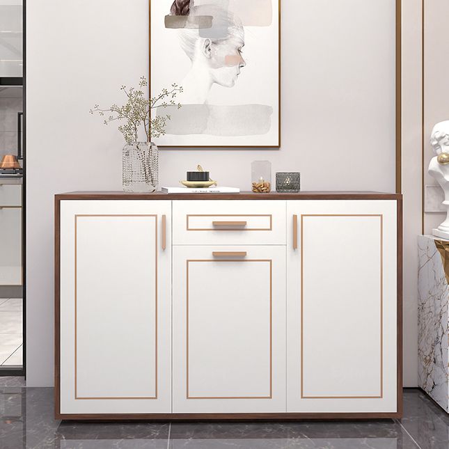 Pinie en bois d'ingénierie blanche étagère réglable moderne crédenza avec tiroir