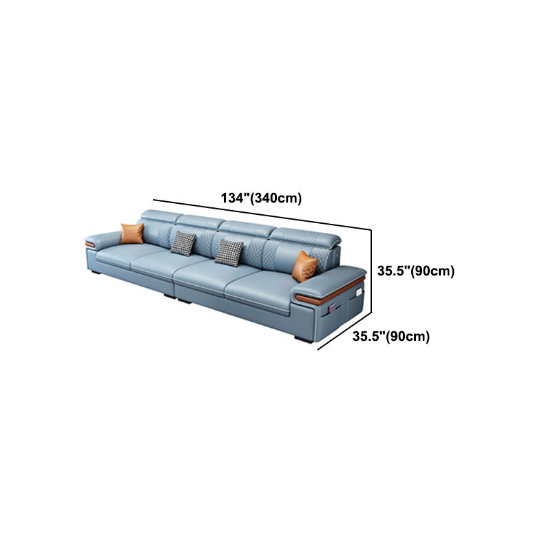 Sofá de cuero moderno con almohada con brazo superior para sala de estar