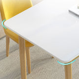 Tavolo da pranzo con vetro bianco rettangolo bianco contemporaneo con gambe