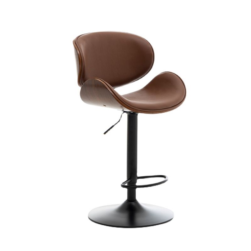 Contemporary Metal Adjustable Barstool Leather Counter Stool with Swivel in Matte Finish Clearhalo 'Bar Furniture' 'Bar Stools' 'bar_stools' 'furn' 'furn_bar_stools' 'Furniture' 'Kitchen & Dining Furniture' 1200x1200_0f566022-9304-4248-8a84-fb81bfac5b0f