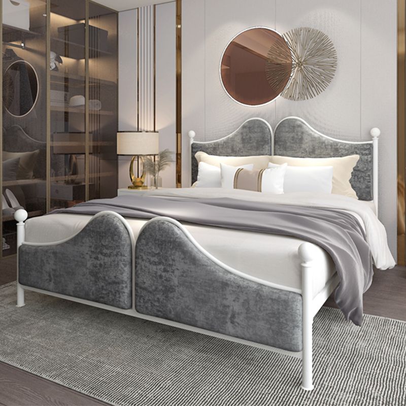 Glam Simple Metallic Bed Frame Upholstered Headboard Iron Panel Bed Clearhalo 'Bedroom Furniture' 'Beds' 'furn' 'furn_beds' 'Furniture' 1200x1200_0f573586-7628-4c81-945a-ffc1d4be333f