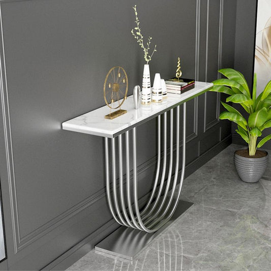 Glam Marble Console Table Rectangle Console Accent Table for Hall