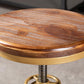 Industrial Adjustable Height Bar Stool Round Solid Wood with Iron Legs