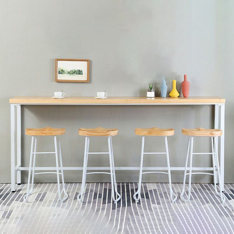 Industrial Style Rectangle Bar Table Solid Wood Fixed Bistro Bar Desk Clearhalo 'Bar Furniture' 'Bar Tables' 'bar_tables' 'furn' 'furn_bar_tables' 'Furniture' 'Kitchen & Dining Furniture' 1200x1200_0f596850-9e63-4e62-b4b9-0d3828c4e5ed