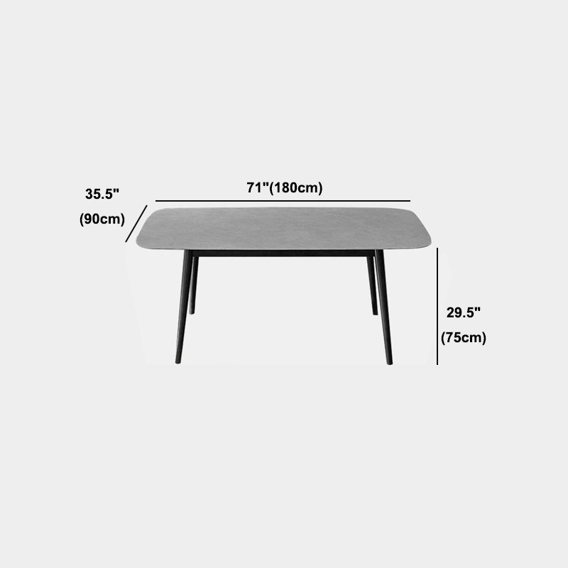 Tavolo da pranzo rettangolare in pietra grigio in stile moderno per cucina