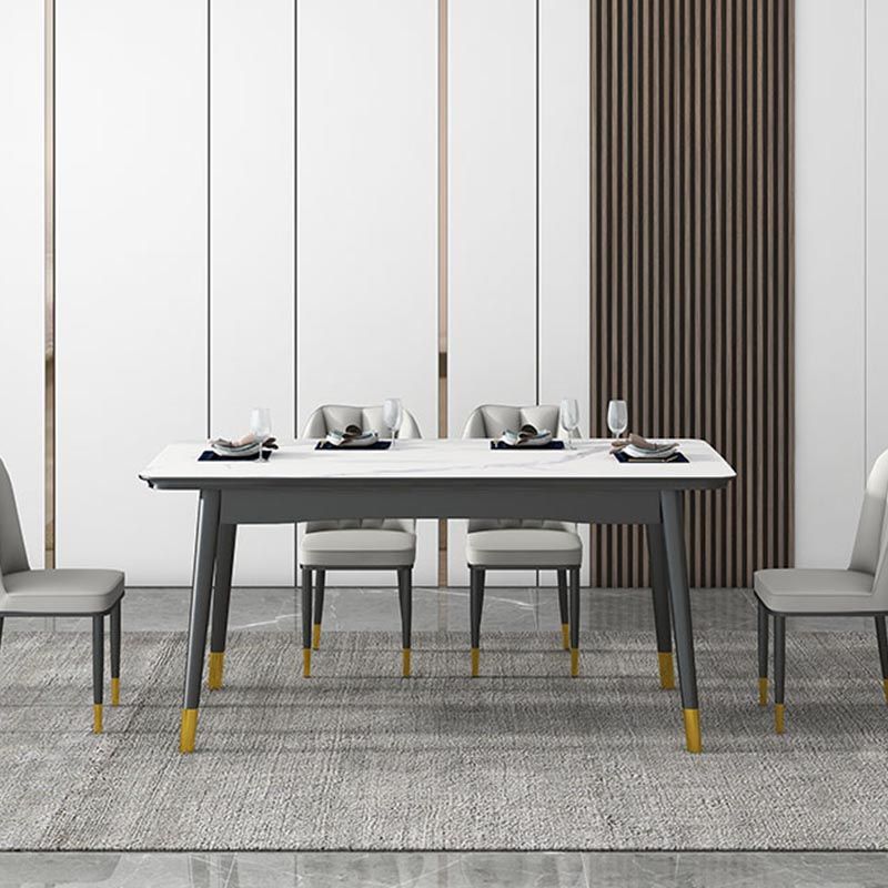 Rechthoekige gesinterde stenen eettafel luxe 4 poten meubels in matte afwerking voor thuis