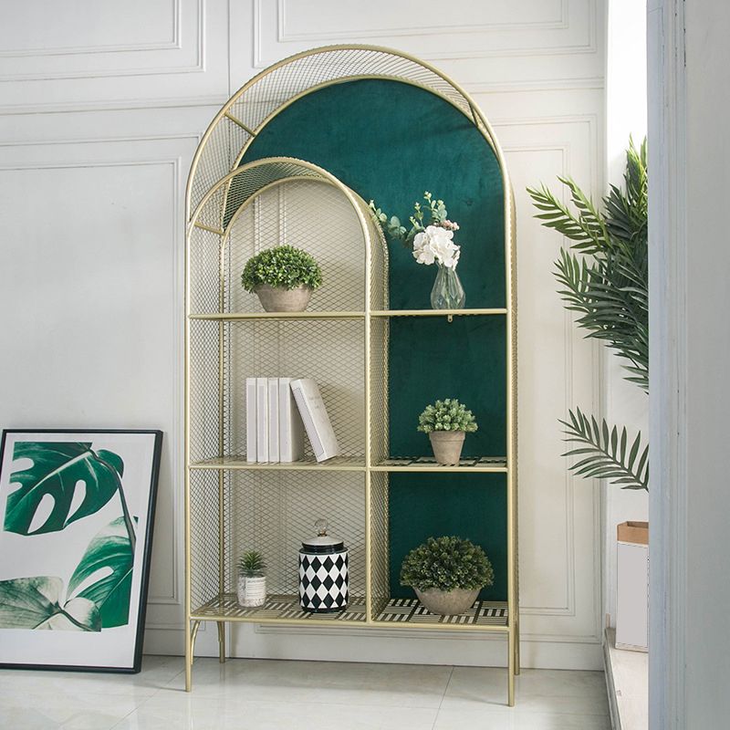 Urban Gold Bookshelf Closed Back Metal Vertical Shelf for Living Room Clearhalo 'Bookcases' 'furn' 'furn_bookcases' 'Furniture' 'Office Furniture' 1200x1200_0f5b2df0-75c6-4d36-86dd-55dff6217024