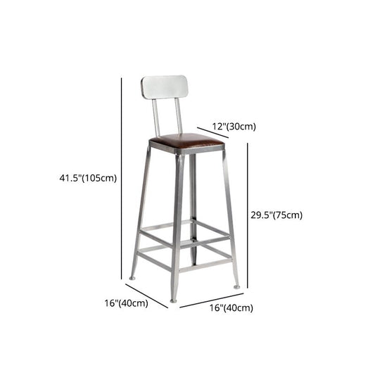 Armless Indoor Barstool Industrial Leather Counter Stool Brushed Silver Clearhalo 'Bar Furniture' 'Bar Stools' 'bar_stools' 'furniture_bar_stools' 'Kitchen & Dining Furniture' 'kitchen&dining_furn' 'kitchen' 'kitchen_furn' Furniture' 1200x1200_0f5b5124-9d9d-4926-9526-006cf07da9ee