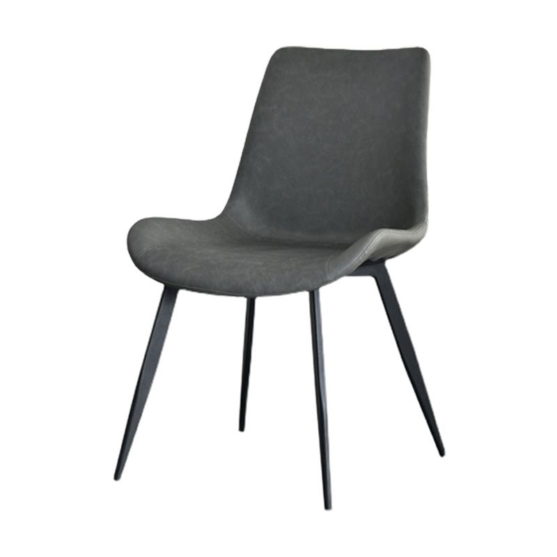 Contemporary Style Faux Leather Dining Chairs with 4 Black Finish Legs Armless Chairs Clearhalo ' kitchen&dining_furn' 'Dining Chairs' 'Dining Tables & Seating' 'dining_chair' 'furn' 'furn_dining_chair' 'Furniture' 'furniture_dining_chair' 'Kitchen & Dining Furniture' 'kitchen' 1200x1200_0f5d3584-a6b8-4fbd-a377-6ad35111b776