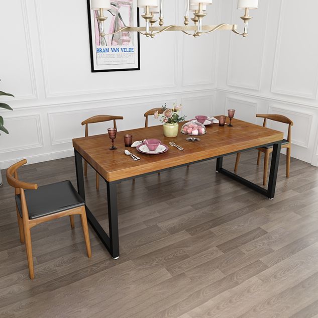 Natural and Black Dining Site Table Industrial Wood and Metal Dining Table Clearhalo 'Dining Tables & Seating' 'Dining Tables' 'dining_table' 'furn' 'furn_dining_table' 'Furniture' 'furniture_dining_table' 'Kitchen & Dining Furniture' 1200x1200_0f5e14bb-0afe-4d3d-a25d-d2538687bd8d