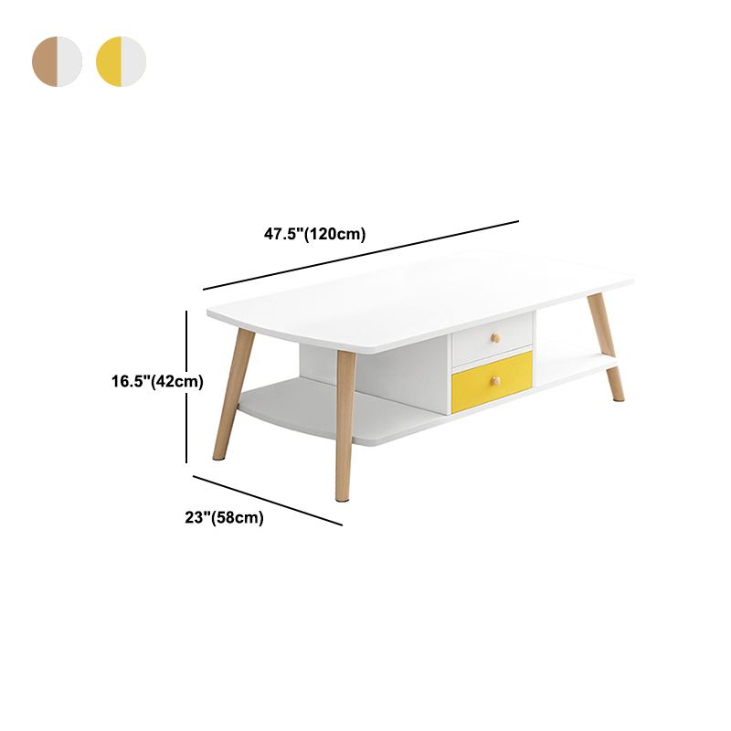 Modern Style Rectangular Artificial 4 Legs Base with Drawer Coffee Table Clearhalo 'Coffee & Accent Tables' 'Coffee Tables' 'coffee_tables' 'furn' 'furn_coffee_tables' 'Furniture' 'Living Room Furniture' 1200x1200_0f5f4694-91ad-4b29-a5a2-c93ab8c651d9