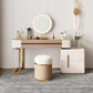 Glam Wood Makeup Vanity Desk Glass Top 4 Drawer Dressing Table Clearhalo 'Bedroom Furniture' 'furn' 'furn_makeup_vanities' 'Furniture' 'Makeup Vanities' 'makeup_vanities' 1200x1200_0f613ded-66ec-43e6-b4fb-598397b3b16f