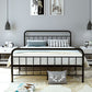 Metal Slat Bed Solid Color Open-Frame Bed With Custom Gold Legs