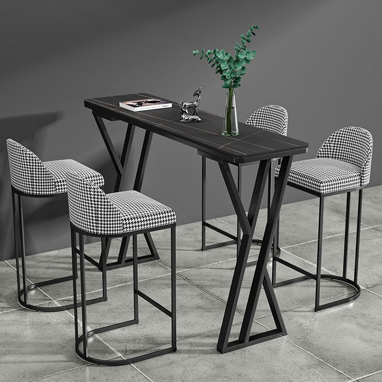 Tavolo da bar rettangolare in pietra sinterizzato tavolo da barra industriale con doppio piedistallo