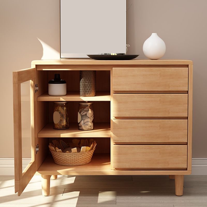 Mesa de buffet de madera sólida Modern de 31.5 pulgadas de 31.5 pulgadas con gabinete y cajones