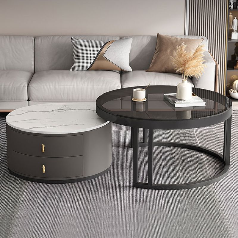 Round Nesting Coffee Table Set Frame Modern Storage Coffee Table Clearhalo 'Coffee & Accent Tables' 'Coffee Tables' 'coffee_tables' 'furn' 'furn_coffee_tables' 'Furniture' 'Living Room Furniture' 1200x1200_0f6575fe-07f7-426e-9f44-5ecdd1983acb