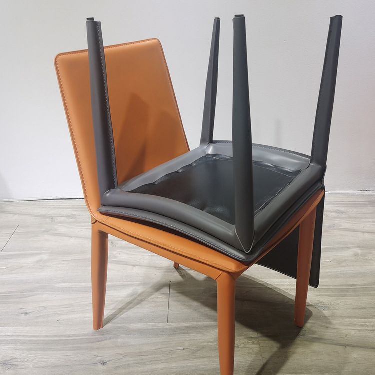 Eetkamerstoelen van kunstleer Moderne bijzetstoelen met metalen onderstel
