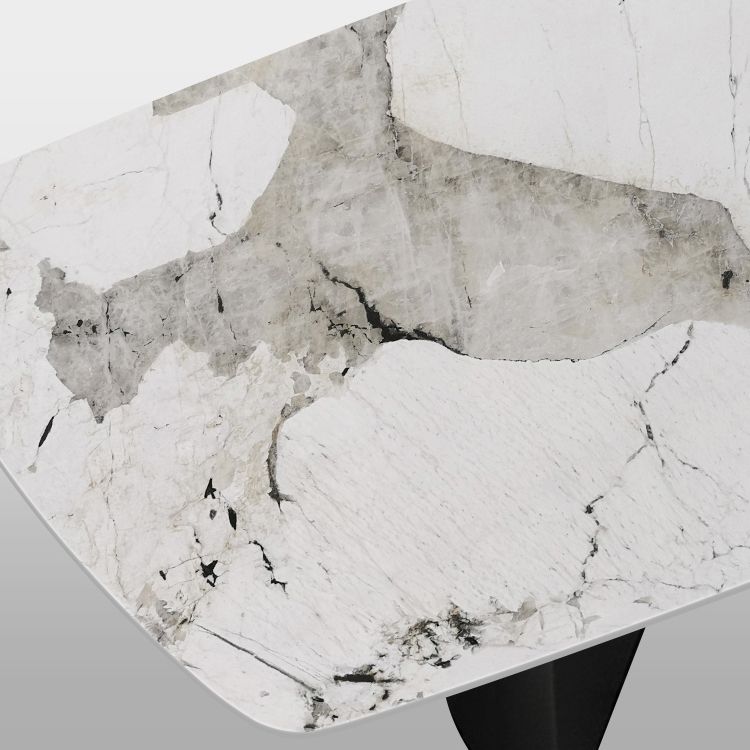 Metal Contemporary Rectangular Table Sintered Stone Top Table for Dining Room and Kitchen