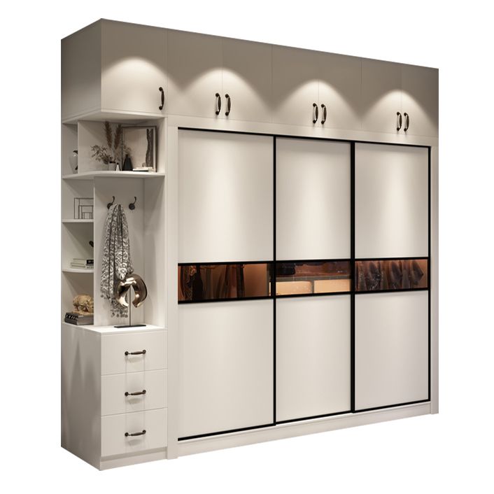 White Contemporary Wardrobe Cabinet Wooden Wardrobe Armoire for Home Clearhalo 'Armoires & Wardrobes' 'armoires_wardrobes' 'Bedroom Furniture' 'furn' 'furn_armoires_wardrobes' 'Furniture' 1200x1200_0f6a220e-a56a-4736-8521-598a5e0433fd