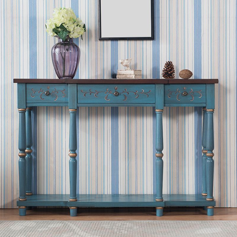 Mid Century Modern Wood Console Table Drawers Included Console Sofa Table for Hall