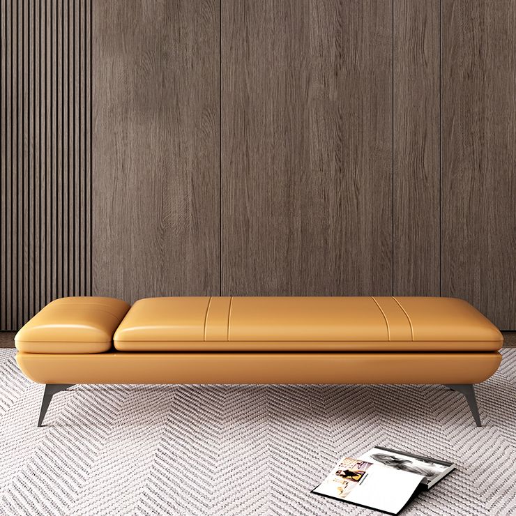 Modern Genuine Leather Bench 18"H Bedroom Seating Bench with Adjustable Headrest Clearhalo 'Benches' 'Chairs & Seating' 'furn' 'furn_benches' 'Furniture' 'Living Room Furniture' 1200x1200_0f6c1879-5890-4b27-b575-1fa01c276bf7