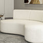 Scandinavian Settee Fabric Living Room Armless Curved Cushions White Sofa