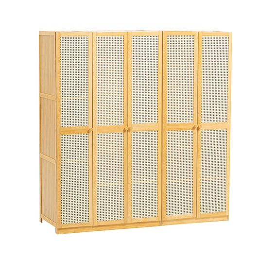 Armario de madera natural tradicional Armario independiente con puertas cerradas suaves