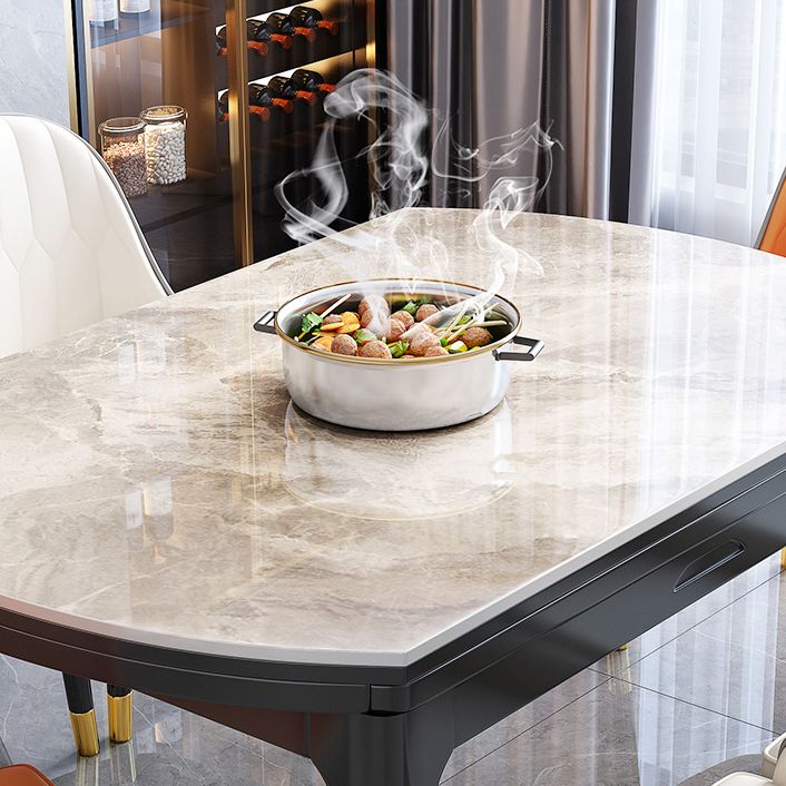 Traditional Luxury Style Dining Table Round Sintered Stone Table with 4 Legs Clearhalo ' dining_table' 'Dining Tables & Seating' 'Dining Tables' 'furn' 'furn_dining_table' 'Furniture' 'furniture_dining_table' 'Kitchen & Dining Furniture' 'kitchen&dining_furn' 'kitchen' 'kitchen_dining_table' 1200x1200_0f6e9a49-46ee-4dde-ad3e-6e5abee10b25